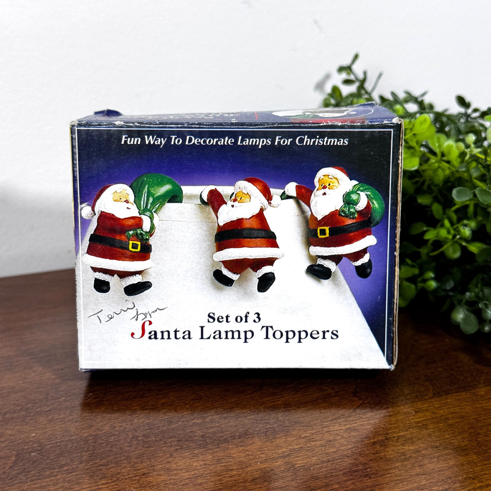 Vintage 1990s Lamp Toppers Santa Christmas Decor Plant Hangers
